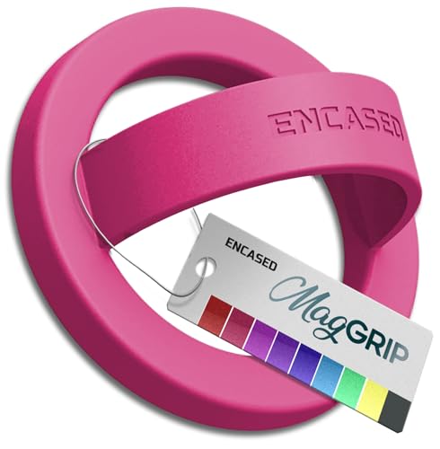 Encased Magnetic Phone Grip Holder (Compatible with MagSafe) Thin Silicone Finger Loop Ring for iPhone (Dark Pink) - color: Dark Pink