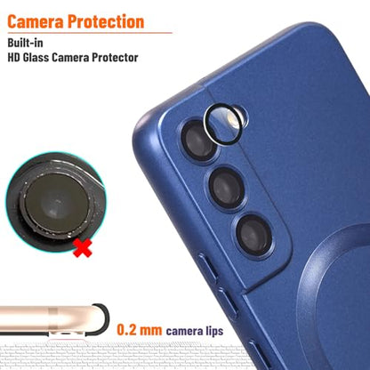 Magnetic for Samsung Galaxy S21 Plus Case,Soft Silicone Slim Fit Anti-Scratch Phone Case Cover with Camera Protection,Compatible with MagSafe,Dark Blue - color: Dark Blue, size: S21 Plus