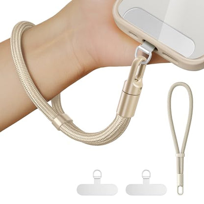 Anti Theft Phone Wrist Strap With 2 Metal Tether Tabs，Adjustable Wristlet & Hand Cell Phone Lanyard for Women and Men - color: Camel