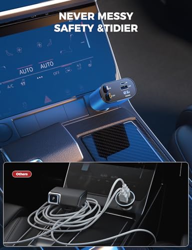 [Upgraded] SUPERONE Retractable Car Charger 4 in 1 Fast Phone Charger - color: Blue
