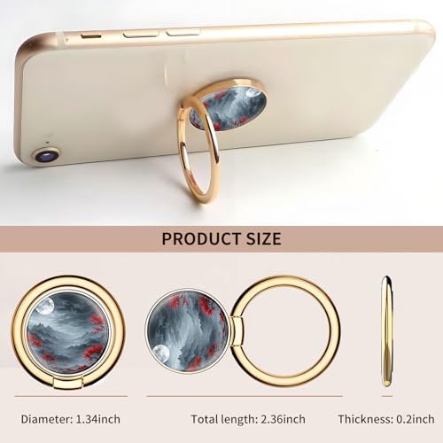 Cell Phone Ring Holder, Cute Metal Phone Grip Stand Finger Ring Kickstand, Flexible 360°Rotation Phone Tablet Case Accessories Compatible with Most Phones Dark Forest Moon - color: Dark Forest Moon