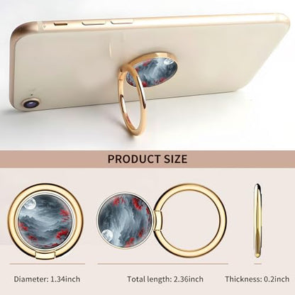 Cell Phone Ring Holder, Cute Metal Phone Grip Stand Finger Ring Kickstand, Flexible 360°Rotation Phone Tablet Case Accessories Compatible with Most Phones Dark Forest Moon - color: Dark Forest Moon
