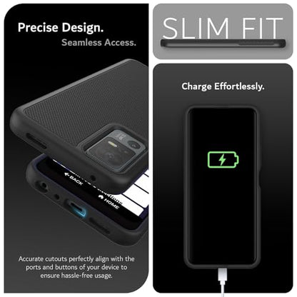TUDIA MergeGrip for Jitterbug Smart 4 Case T608G, [Military Grade Drop Tested] Shockproof Protection Slim Rugged Dual Layer Heavy Duty Phone Cases for Senior - Matte Black - color: Matte Black