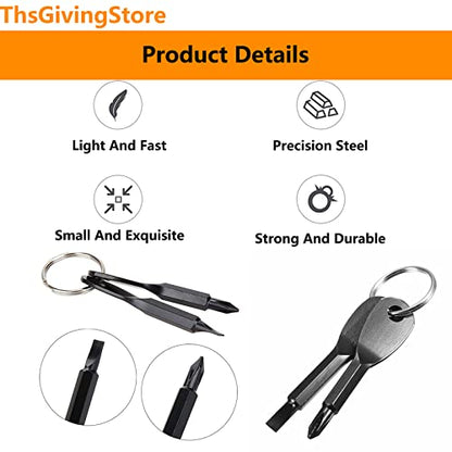 10PCS Pocket Keychain Screwdriver Tools Set, Outdoor Tool Gadgets Kit Travel Screwdriver Keychain with Key Ring for Dad Gift, Electrician, DIY