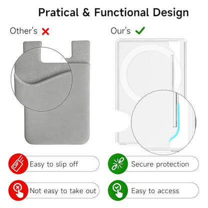 oakxco Magnetic Phone Wallet Stick On, Secure Phone Card Holder Compatible with Magsafe, Adhesive Pocket Sleeve ID Credit Card, Slim Thin Card Case, Compatible with Apple iPhone Samsung Pixel, Clear - color: Magnetic Matte Clear