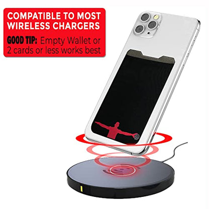 Phone Wallet - Adhesive Card Holder - Cell Phone Pouch - Stick on Lycra Pocket by Gecko - Carry Credit Cards and Cash - color: BASKETBALL