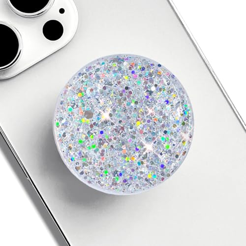 Stretchable Phone Stand, Suitable for Circular Foldable Phone Accessories for Mobile Phones and Tablets- Transparent Shine(Starlight Heart) Crystal (Starlight Silver) - color: Starlight Silver