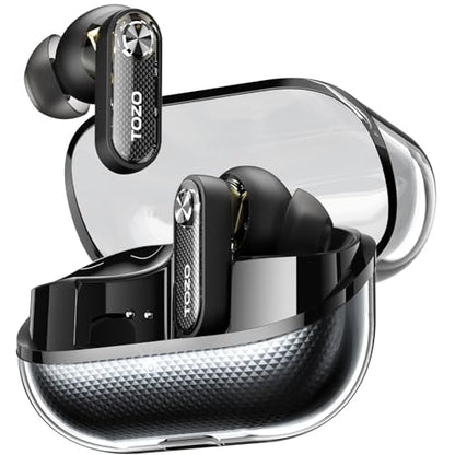 TOZO Crystal Pods Hybrid Active Noise Cancelling Wireless Earbuds, Black - color: Black