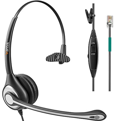 Wantek Corded Telephone Headset Mono w/Noise Canceling Mic for ShoreTel Plantronics Polycom Zultys Toshiba NEC Aspire Dterm Nortel Norstar Meridian Siemens ROLM Packet8 Landline Deskphones(F600S2)