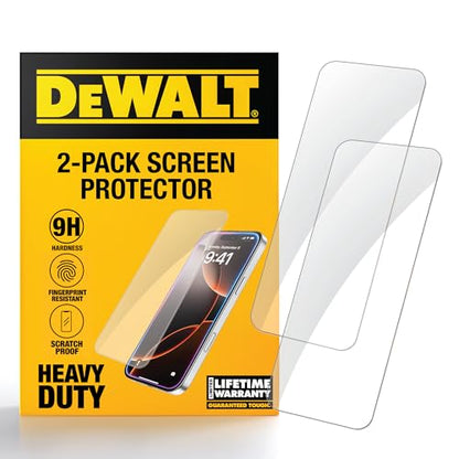 DEWALT Heavy Duty Glass Screen Protector for iPhone 12/12 Pro, 2 Pack Tempered Glass Screen Protector, Case Friendly, Perfect Install Tool Included, Long-Lasting Protection - size: iPhone 12/12 Pro