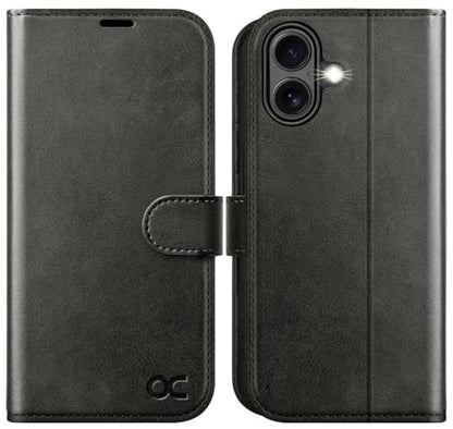 OCASE for iPhone 17 Wallet Case, Card Holder, Graphite | RFID Blocking, Kickstand, Magnetic Closure, PU Leather Flip Folio, Shockproof TPU Shell, Protective Phone Cover (6.3") 2025 - color: Graphite