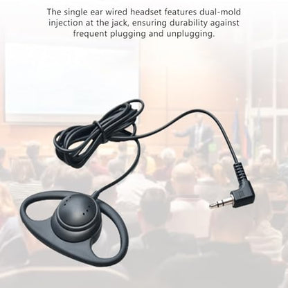 PUSOKEI D Shape Earpiece Headset, 3.5mm Single Side Earphone Hook Earbud, Ergonomic Single Ear Hook Headphone for VoIP Calls, Video Conferences, Multimedia Playback (2pcs) - size: 2pcs