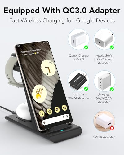 Google Wireless Charger,Wireless Charging Station for Pixel 11/Pixel Watch