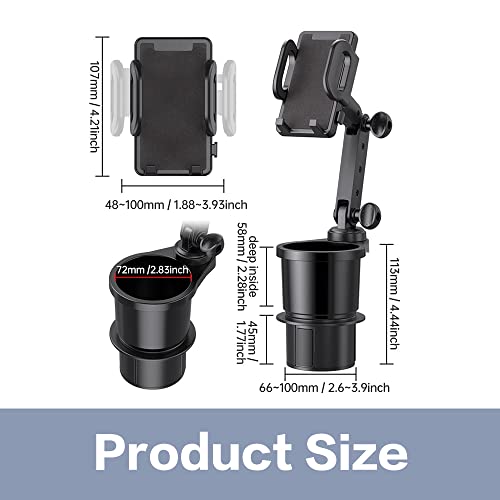 Car Cup Holder Phone Mount, Universal Auto Cell Phone Stand with Drink Expand Cup Holder,2 in 1 Multifunctional Car Cup Holder Expander with 360° Rotation Phone Mount