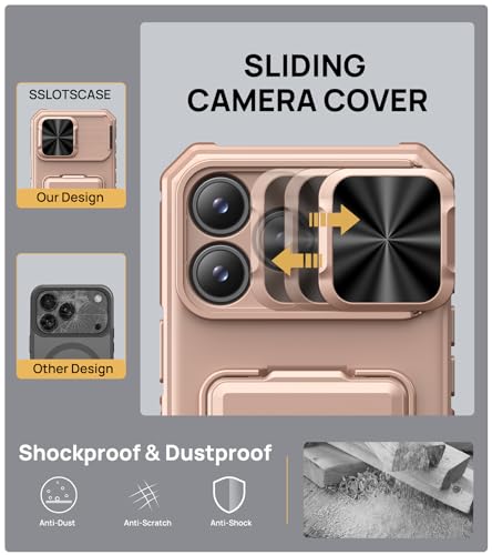 SSLOTSCASE for iPhone 17 Pro Max Case with Wallet & Kickstand, Rose Gold - color: Gold, size: Iphone 17 Pro Max
