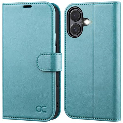 OCASE for iPhone 17 Wallet Case, Card Holder, Ice Blue | RFID Blocking, Kickstand, Magnetic Closure, PU Leather Flip Folio, Shockproof TPU Shell, Protective Phone Cover (6.3") 2025 - color: Ice Blue