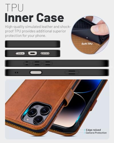 OCASE Compatible with iPhone 16 Pro Max Wallet Case, PU Leather Flip Folio Case with Card Holders RFID Blocking Kickstand [Shockproof TPU Inner Shell] Phone Cover 6.9 Inch 2024, Brown - color: Brown