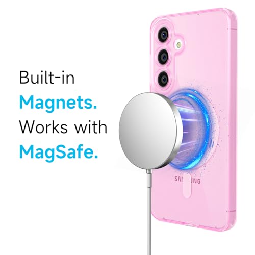 Svanove for Samsung Galaxy S24 FE Case Clear Compatible with Magsafe Silicone, Transparent Thin Magnetic Mag Safe Case Cute, Girly Aesthetic Trendy Slim Hard Rubber Camera Cover Protection, Light Pink - color: Clear Pink, size: S24 FE