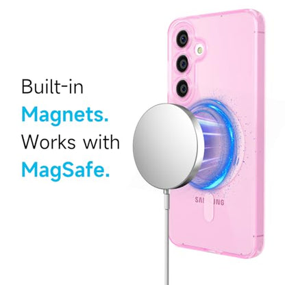 Svanove for Samsung Galaxy S24 FE Case Clear Compatible with Magsafe Silicone, Transparent Thin Magnetic Mag Safe Case Cute, Girly Aesthetic Trendy Slim Hard Rubber Camera Cover Protection, Light Pink - color: Clear Pink, size: S24 FE