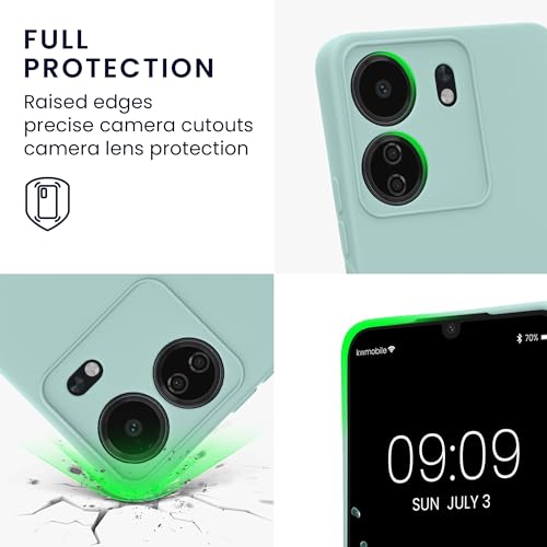 kwmobile Case Compatible with Xiaomi Poco C65 / Redmi 13C Case - Protective Slim TPU Cover with Soft Matte Finish - Cool Mint - color: Cool Mint