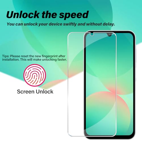 BIGFACE Galaxy A26 Tempered Glass Screen Protector + Camera Lens Protector [2 + 2 Pack][Case Friendly][Anti-Scratch][Ultrasonic Fingerprint Unlock] HD Protective Film for Samsung Galaxy A26 - size: Galaxy A26 (6.7")