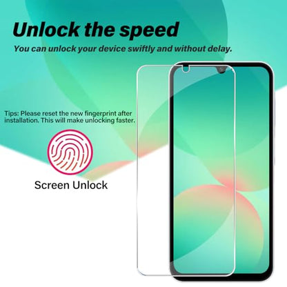 BIGFACE Galaxy A26 Tempered Glass Screen Protector + Camera Lens Protector [2 + 2 Pack][Case Friendly][Anti-Scratch][Ultrasonic Fingerprint Unlock] HD Protective Film for Samsung Galaxy A26 - size: Galaxy A26 (6.7")