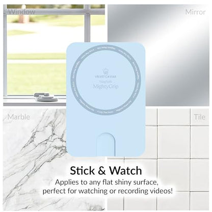 Velvet Caviar Suction Cup Phone Case Mount Compatible with MagSafe Devices Only - Magnetic Silicone Sticky Phone Grip Holder for iPhone Back of Phone - Mirror Gripper (Blue) - color: Blue