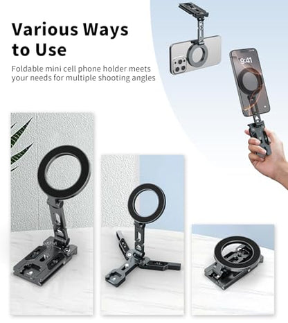 Magnetic Phone Tripod Stand for MagSafe,Aluminum Foldable Phone Holder