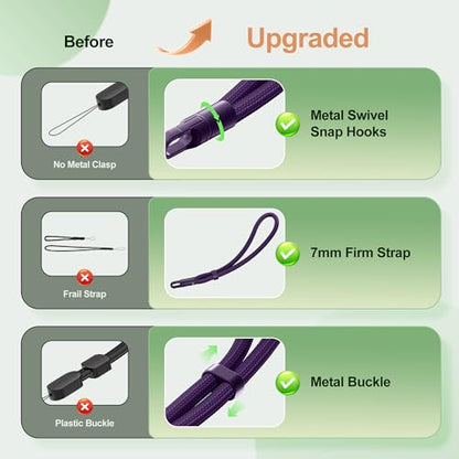 SHANSHUI Phone Lanyard, 4 Pack Adjustable Cell Phone Strap, Hand Wrist Strap Lanyard with 4 Pack Tether Tabs for Smartphones-Black Purple - color: Black+purple