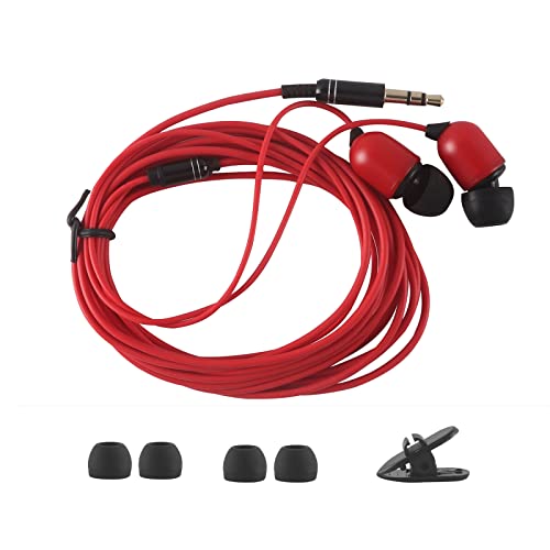 YOCUNKER 3.5mm Wired Earphone, in-Ear Earbuds, High Sound Quality, 3 Meter Length Cord, Lightweight, Smartphone/Tablet/Laptop/TV Earphones, Watch TV from a Distance, No Microphone(Red) - color: Red