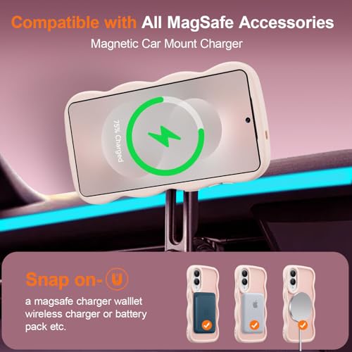 UEEBAI Magnetic for Samsung Galaxy S25 Edge Case, Compatible with MagSafe, Transparent Clear Wave Frame Design Soft Edge Cover Matte Shockproof Phone Case- Pink - color: Pink, size: Samsung Galaxy S25 Edge 5G