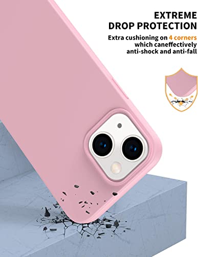 Compatible with iPhone 15 Case 6.1, Slim Silicone 3 Layers Full Covered Soft Gel Rubber Cover Protective Phone Case with Anti-Scratch Microfiber Lining (Pink) - color: Pink, size: iPhone 15