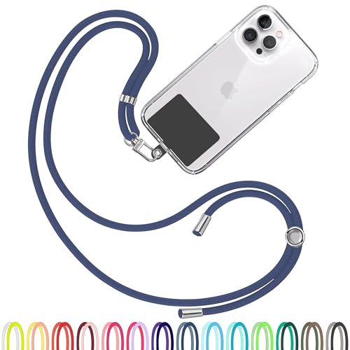 TBOC Cell Phone Lanyard [Navy Blue] - Comfortable Universal Smartphone Lanyard - Easy to Use Neck Phone Holder [Black Patch] - Adjustable Length Phone Strap Crossbody - Fits All Mobile Phones - color: Navy Blue