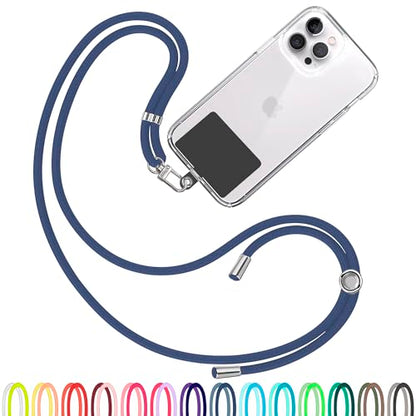 TBOC Cell Phone Lanyard [Navy Blue] - Comfortable Universal Smartphone Lanyard - Easy to Use Neck Phone Holder [Black Patch] - Adjustable Length Phone Strap Crossbody - Fits All Mobile Phones - color: Navy Blue