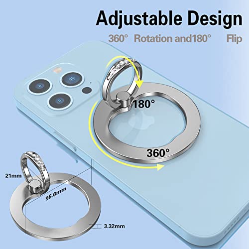 Magnetic Phone Ring Grip for MagSafe Phone Grip Finger Ring Holder Stand - color: Pink