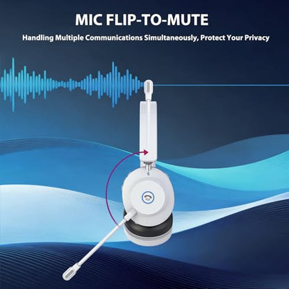 Bluetooth Headset with Microphone, Wireless Headset AI Noise Cancelling