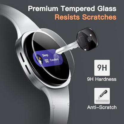JETech Screen Protector for Samsung Galaxy Watch 9/8 44mm, 3-Pack | Tempered Glass Protection, HD Clear, Anti-Scratch Design - size: Galaxy Watch 9/8 44mm