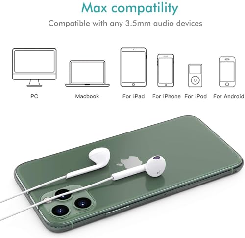 Wired iPhone Earbuds/Headphones/Earphones with 3.5mm for iPhone,iPad