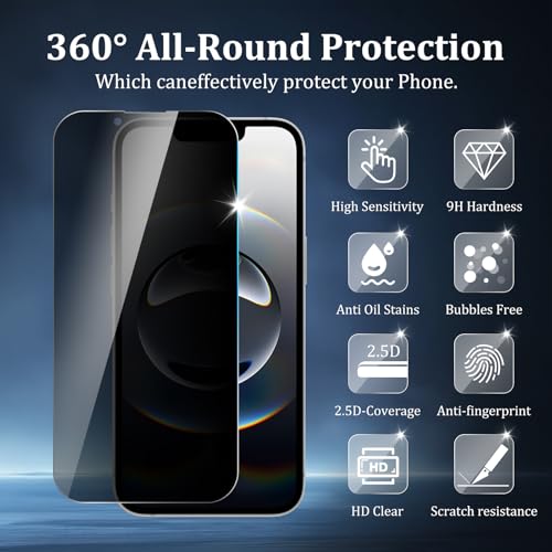 2 Pack Privacy Screen Protector for iPhone 17e/16e/14/13/13 Pro - size: 17e/16e/14/13/13 Pro