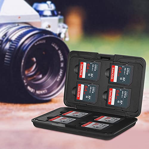 Aluminum Shock Resistant Carrying Box Holder Memory Card Storage Box Case Holder 8 Slots for SD SDHC MMC Micro SD TF Cards (Black) - color: Black