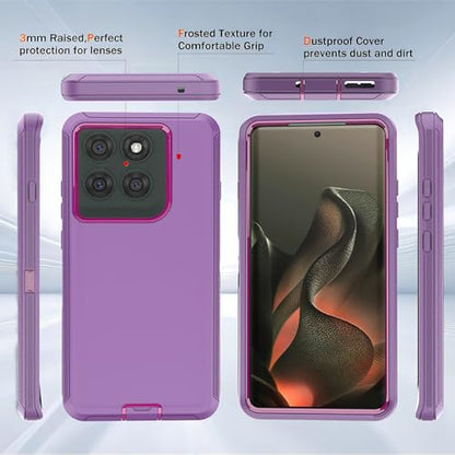 for Moto Edge 2025 Phone Case (Not Fit for G 5G 2025) 3 in 1 Shockproof TPU Hard PC Bumper Drop-Proof Shell for Moto Edge 2025 Purple/Red - color: Lihgt Purple with Drak Red