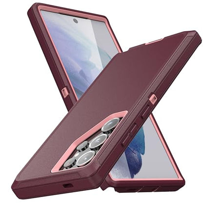 MXX Case Designed for S24 Ultra, 3-Layer Super Full Heavy Duty Body Bumper Cover/Shock Protection/Dust Proof Case 5g 2024 (Plum/Pink) - color: Plum/Pink, size: Galaxy S24 Ultra