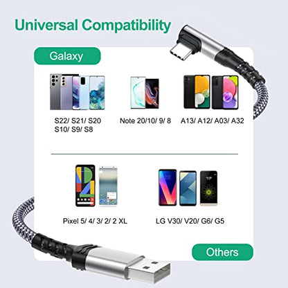 USB A to USB C Cable, 10ft USB C Cable Right Angle Fast Charging - color: Grey, size: 10ft