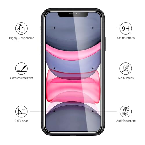 3 Pack Tempered Glass Screen Protector for iPhone 11/ iPhone Xr, 9H Hardness, Scratch Resistant, HD Clear, Case Friendly, Bubble-Free, Easy Install - size: iPhone 11/ iPhone Xr