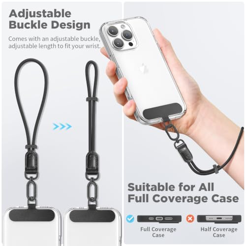 SURPHY Phone Wrist Strap, Keychain Wristlet, Phone Lanyard with Tether Tab - color: All Black