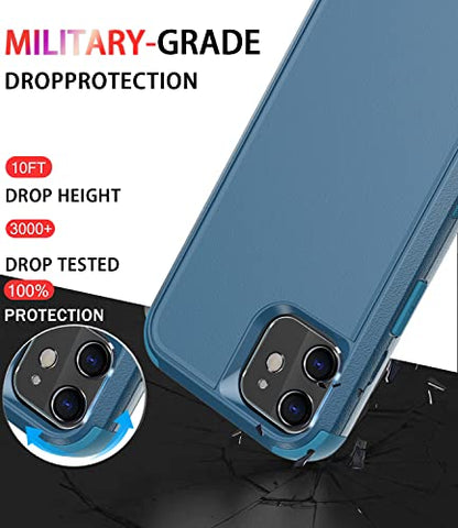 Diverbox for iPhone 11 Case [Shockproof] [Dropproof] [Tempered Glass Screen Protector],Heavy Duty Protection Phone Case Cover for Apple iPhone 11 (Blue-3in1) - color: Blue-3in1