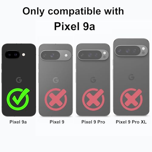 TENOC Phone Case for Google Pixel 9a, Black Case Anti-Fingerprint Protective Bumper Matte Cover for 6.3 Inch
