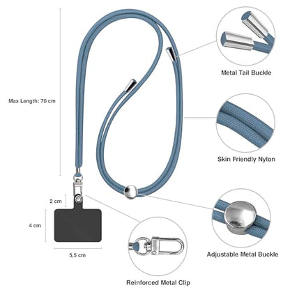 TBOC Cell Phone Lanyard [Blue] - Comfortable Universal Smartphone Lanyard - Easy to Use Neck Phone Holder [Black Patch] - Adjustable Length Phone Strap Crossbody - Fits All Mobile Phones - color: Blue