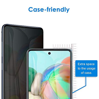 [2 Pack] for Samsung Galaxy A71 / A72 / A73 Privacy Screen Protector, Anti Spy 9H Tempered Glass for Galaxy A73 5G A71 A72 (4G/5G), Case Friendly Full Coverage Anti Scratch Bubble Free Easy Install - size: Samsung Galaxy A71 / A72 / A73
