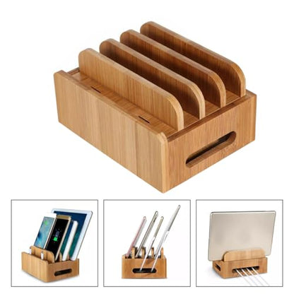 Wood Phone Stand Desktop Organizer for Charging Multiple Devices